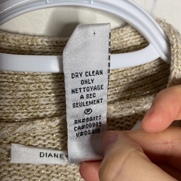 Diane von Furstenberg Fausta gold speckled sweater cardigan size S - Picture 9 of 11